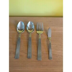 Reed & Barton Crescendo II 18/10 Stainless 4 Pc Serving Spoon Fork Knife